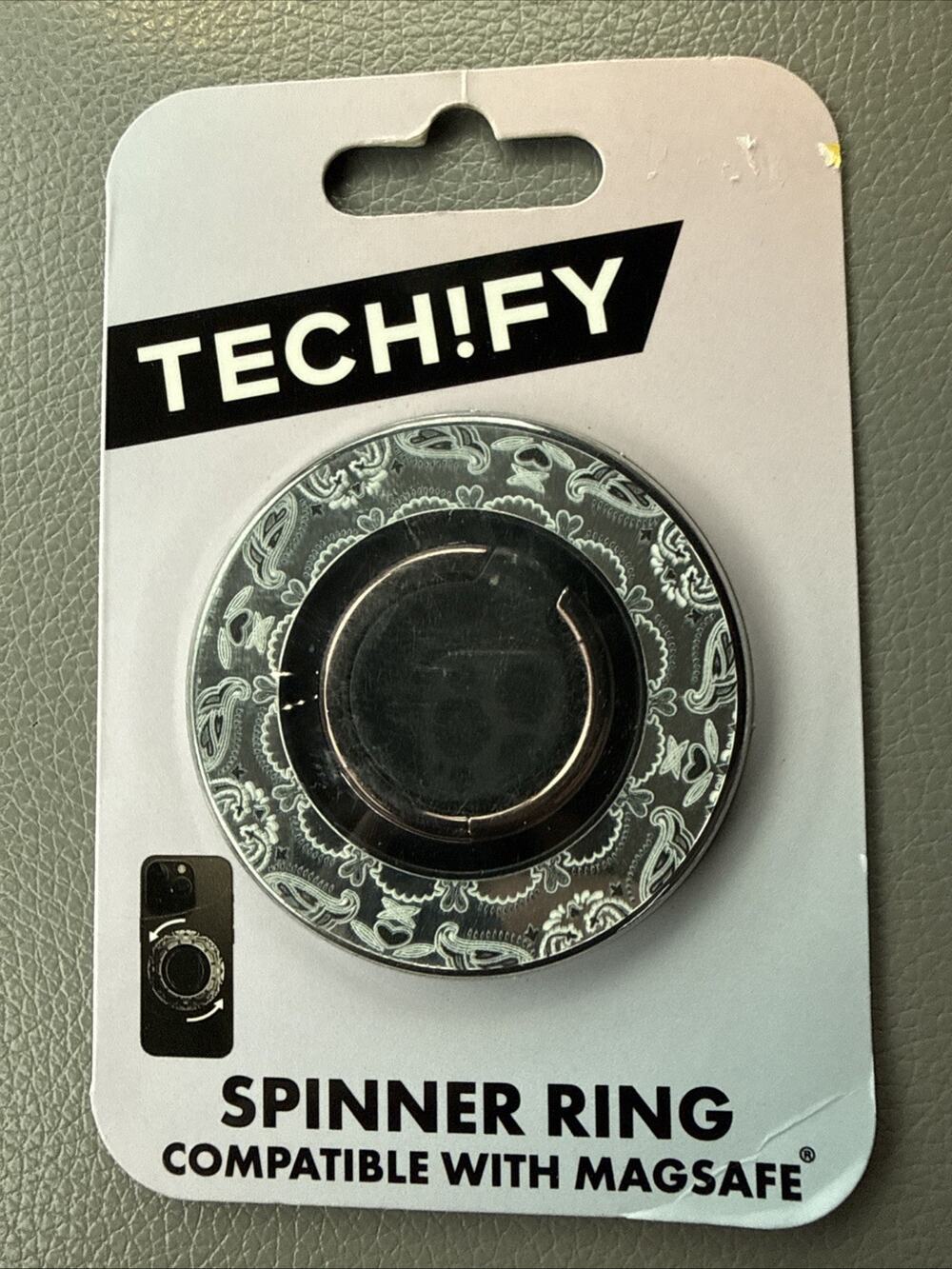 New Techify Spinner Ring Compatible W Magsafe Kickstand iPhone Magnetic Silver